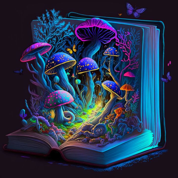 Fantasy magic long purple blue mushrooms Vector Image