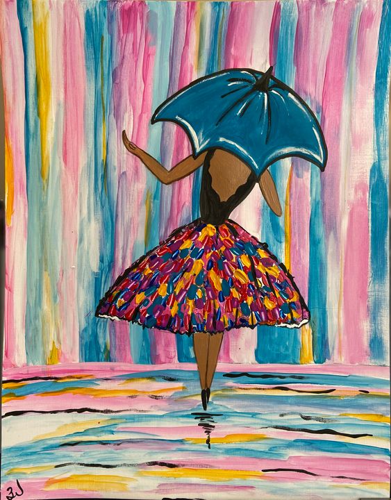 Dancing in the rain acrylic painting - door.78