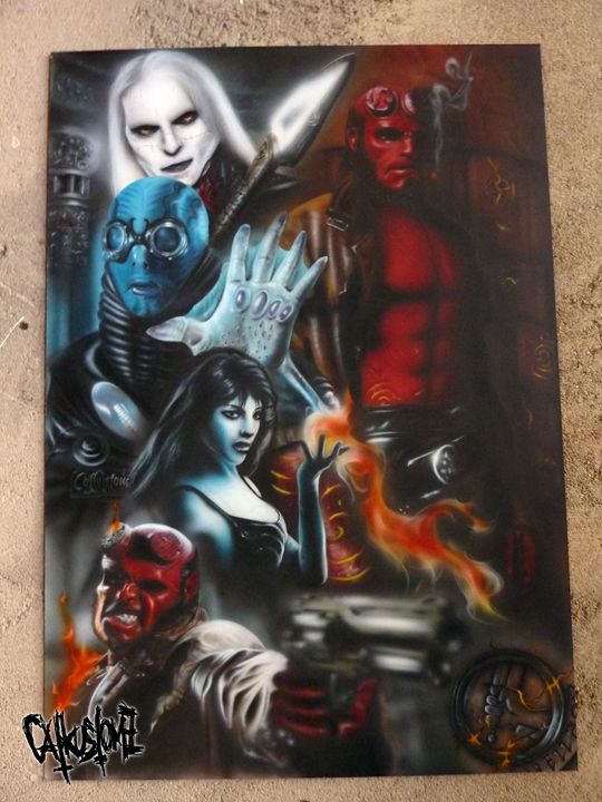 Hellboy movie themed painting - CatkustomZ