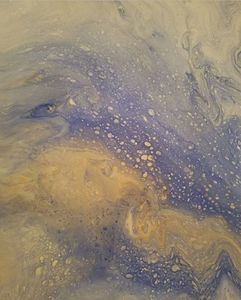 Blue Gold & White Fluid Art