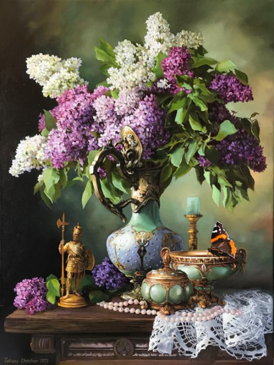 Lilac - Painting by Tatjana Cechun - Paintings & Prints, Still