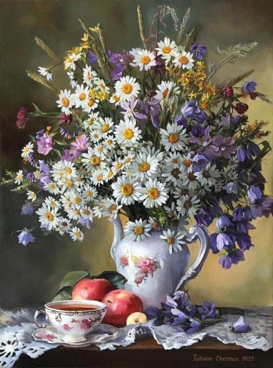 Lilac - Painting by Tatjana Cechun - Paintings & Prints, Still