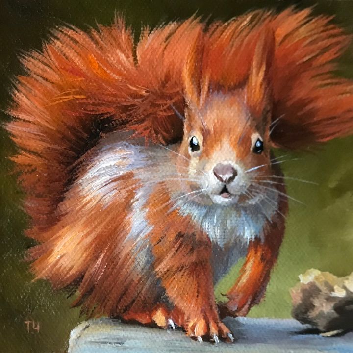 Squirrel mood (3) - Painting by Tatjana Cechun - Paintings & Prints ...