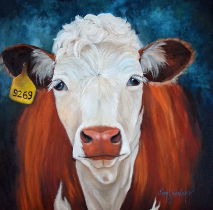 Hereford Cow I by Cheri Wollenberg - Oil Paintings and Prints by Cheri Wollenberg