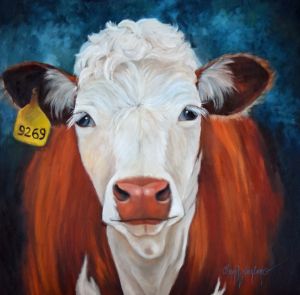 Hereford Cow I by Cheri Wollenberg - Oil Paintings by Cheri Wollenberg