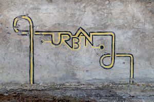 Urban graffiti on concrete wall