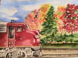 Bright watercolor of vintage Train 1