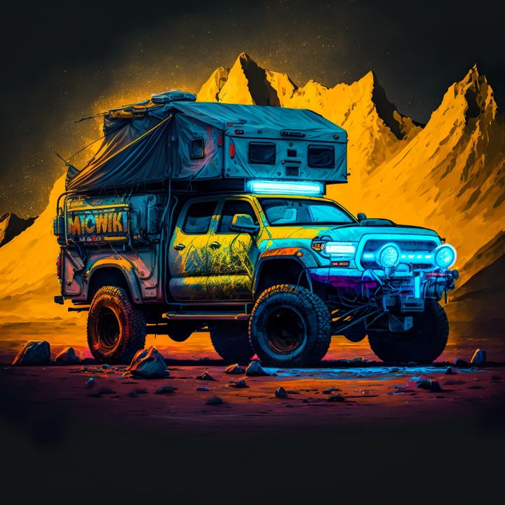 Neon Overlanding Tacoma - AI Arthouse - Digital Art, Vehicles ...