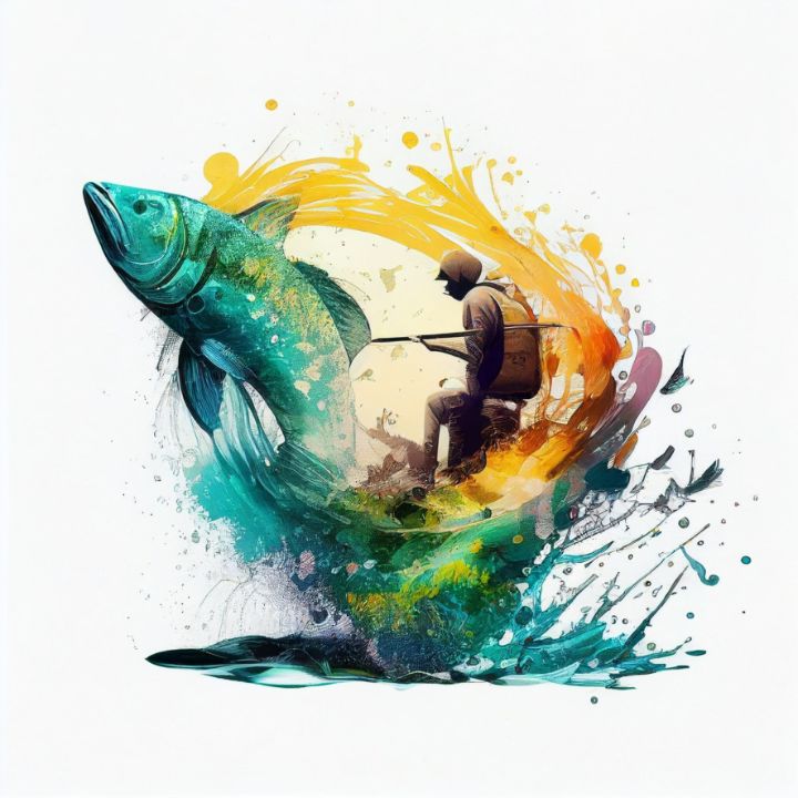 Digital Abstract Fishing Art Print - Art Print Gallery - Digital Art,  Animals, Birds, & Fish, Aquatic Life, Fish, Freshwater Fish - ArtPal