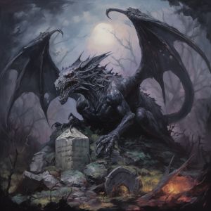 Graveyard Dragon Fantasy Painting