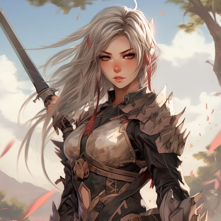 Warrior girl with sword adn little dragon:... (20 Jul 2019)｜Random Anime  Arts [rARTs]: Collection of anime pictures