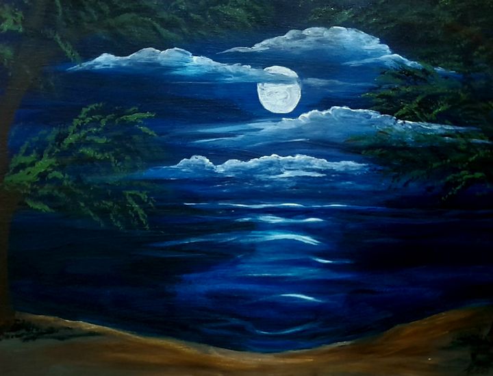 Midnight Stroll Acrylic Painting on 16x20 Canvas | artfromtheheartcafe