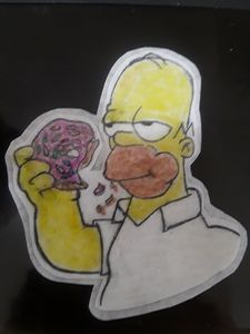 Homer Simpson eating a donut
