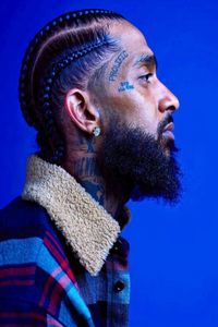Canvas of Nipsey Hussle with blue