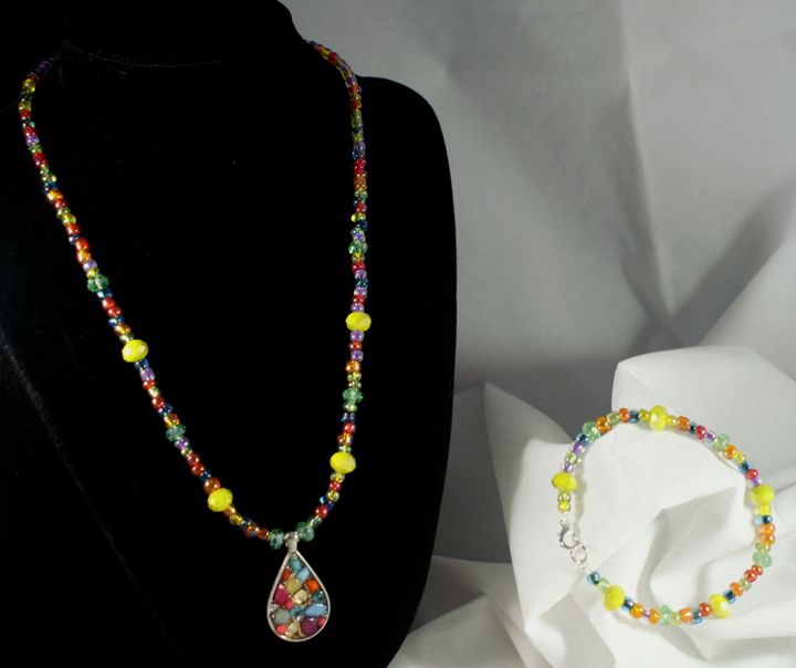 Rainbow Fun Necklace & Bracelet Set - Handmade Elegance and More by Derick