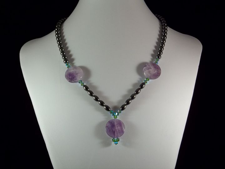 Amethyst and Hematite necklace - Handmade Elegance and More by Derick