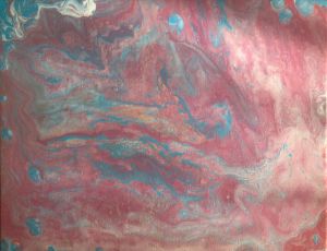 Pour painting pink blue and white