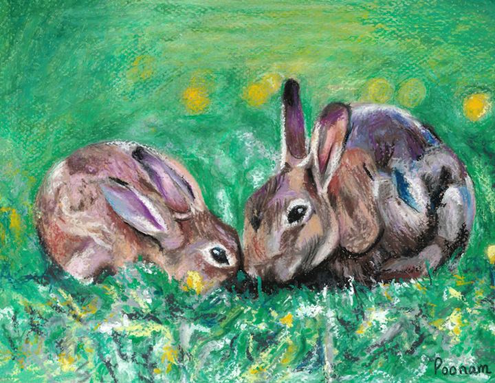 Poonam Rabbit Bunnies - Poonam Singh's Art - Paintings & Prints, Animals, Birds ...