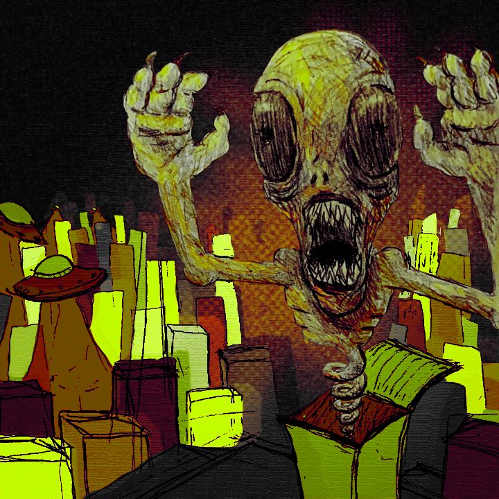 Alien in a Box - poexv - Drawings & Illustration, Abstract, Figurative ...