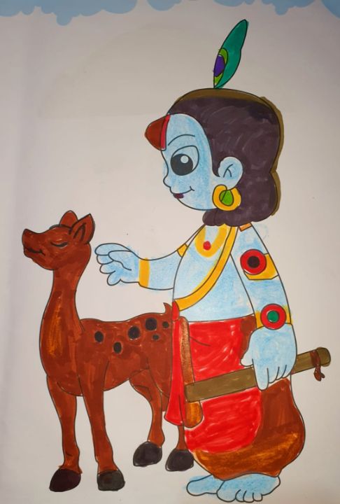 Cute krishna drawing | Bal gopal drawing for beginners | Bhabani Drawing &  Design | Cute easy drawings, Easy drawings, Drawing sketches