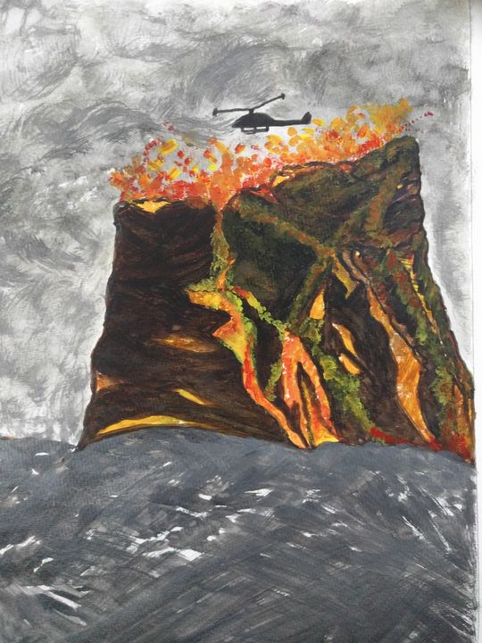 Watercolor, Volcano, Volcano Mountai - DevArt