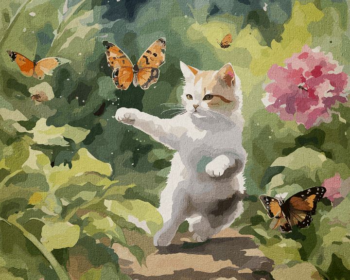 Cat chasing outlet butterfly