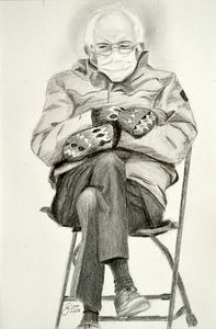 Drawing of Bernie and his Mittens - Why