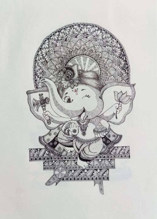 Mandala Lord Ganesha - Sharda Art Studio - Paintings & Prints, Fantasy &  Mythology, Mythology, Other Mythology - ArtPal