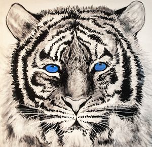 Hand Painted White Tiger