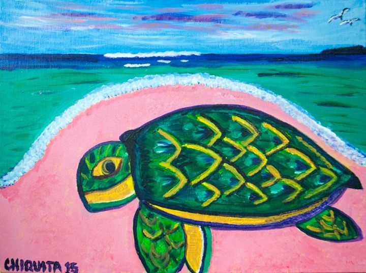 green turtle painting