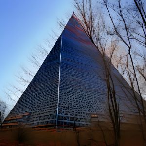 Modern Pyramid of Glass and Metal
