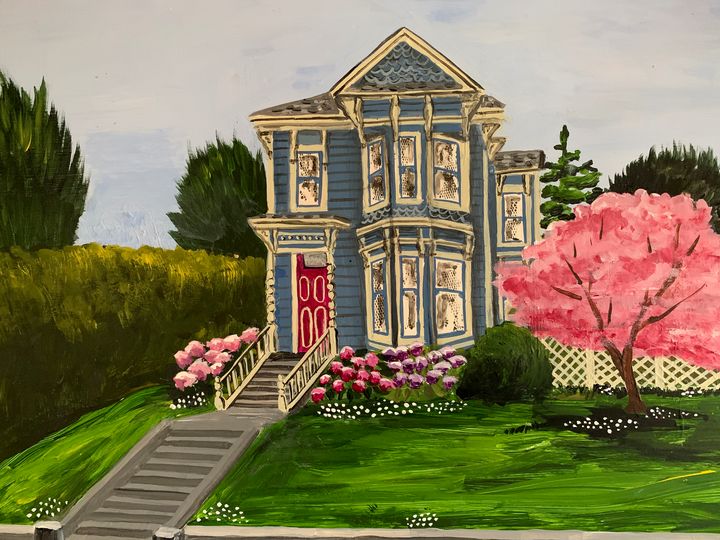 Blue Victorian House Art By Barbara Saul Paintings Prints   38 21 2 22 19 49 31m 