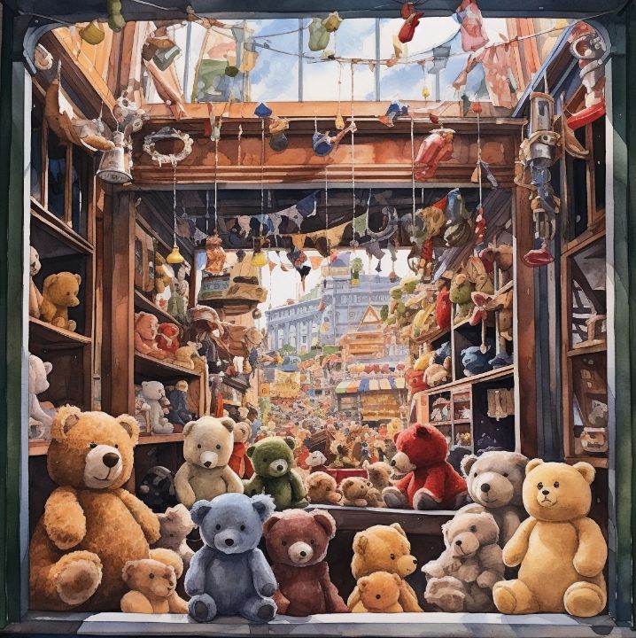 Teddy Bear Toy Store Window Bob Rupp Digital Art Childrens