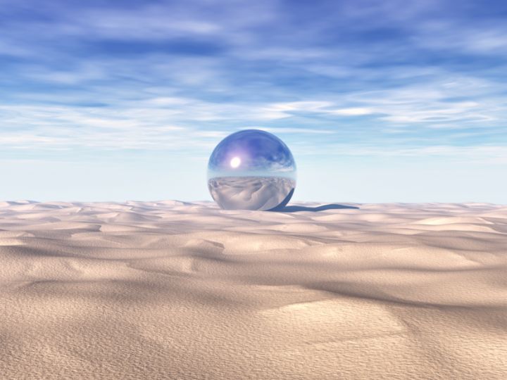 Mysterious Sphere in Desert - Perkins Designs