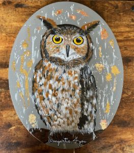 Owl acrylic painting canvas