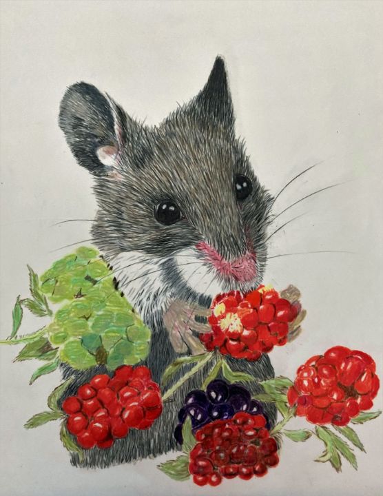 Mouse with berries - Art by MoJo-A Division of Heavenly Smiles