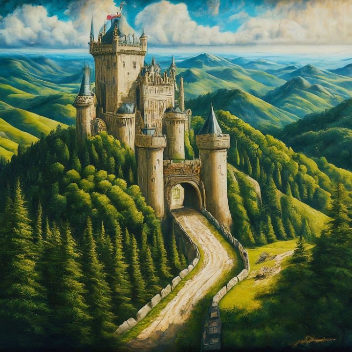 A painting of a medieval castle - TrendsArts - Digital Art & AI ...