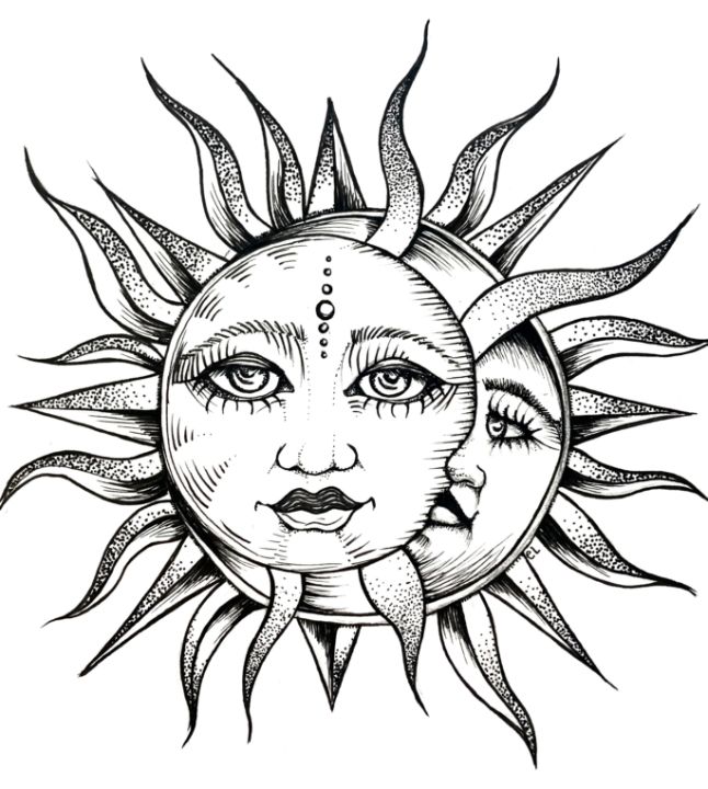 Graphic Pencil Drawing Sun Human Face Stock Illustration 2301116825 |  Shutterstock