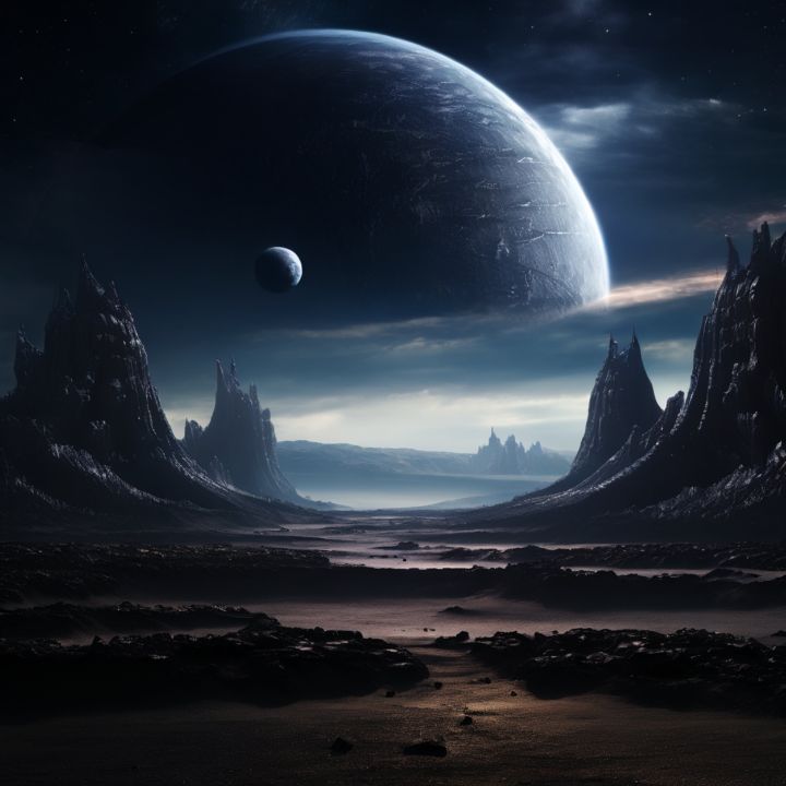 Alien Landscape Night - Dark Light - Digital Art & AI, Landscapes ...