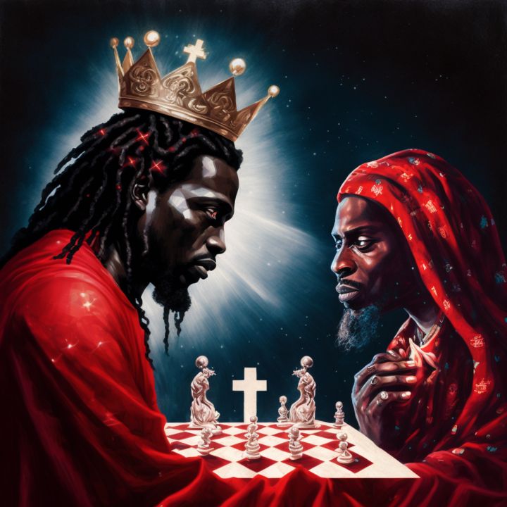 Colored Chess King Piece on Chessboard Canvas Print for Sale by
