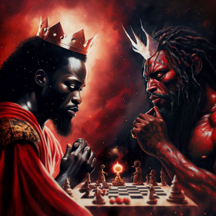 The Queen's playing chess with the devil 