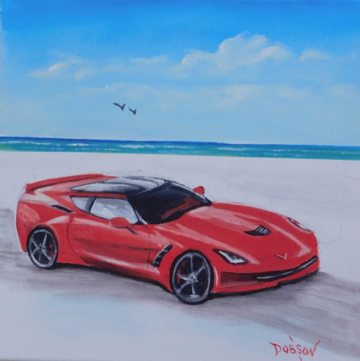 2015 Red Corvette ZO6 - Lloyd Dobson Artist - Paintings & Prints ...