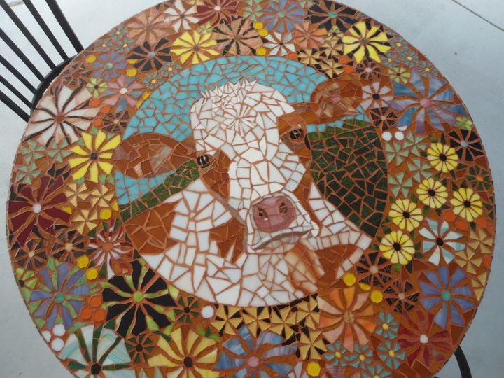36" Mosaic Tabletop / Custom Made - Robbis Cracked Up Mosaics