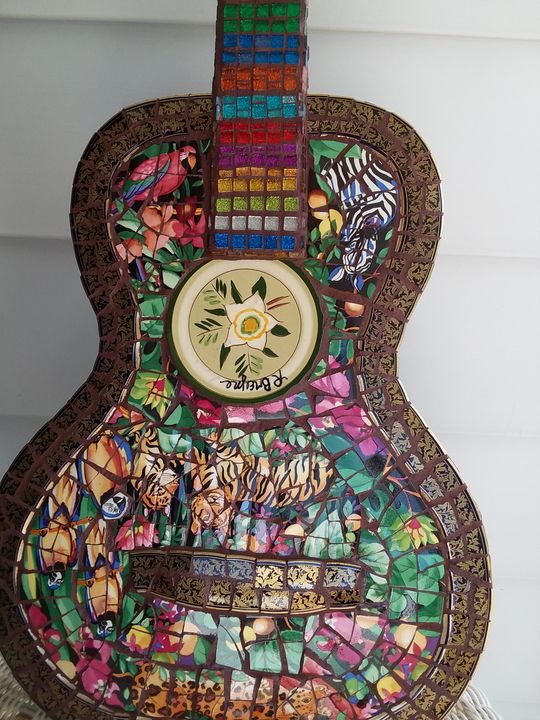 Full Size Mosaic Guitar/ SOLD - Robbis Cracked Up Mosaics
