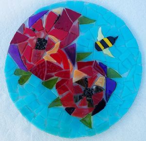 SOLD / Stained Glass on Glass Mosaic - Robbis Cracked Up Mosaics