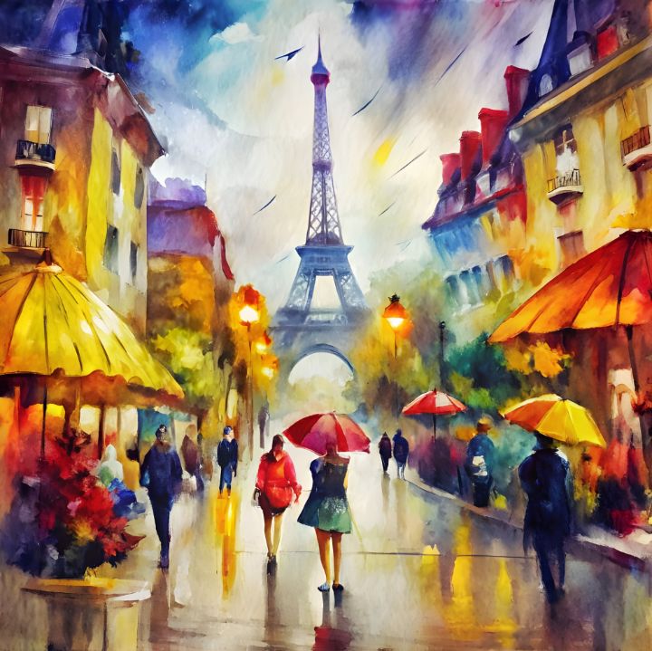 Parisian Rain Reflections - artistry gallery - Digital Art & AI, Places ...