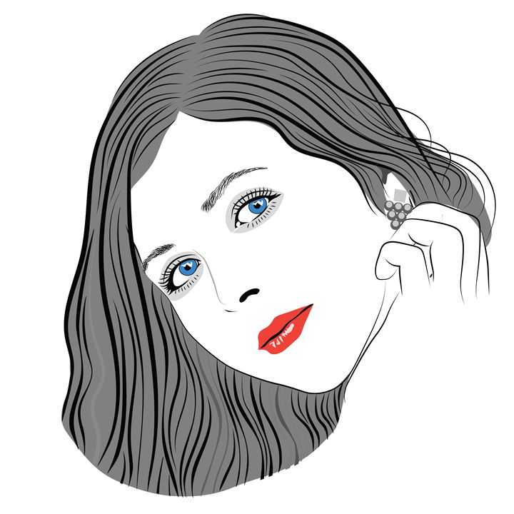 Graphic portrait of a girl with wavy - Dobrydnev