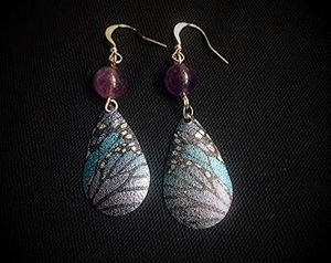 Amethyst Butterfly Teardrop Earrings