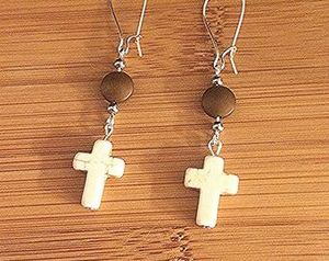 Natural Stone Cross Earrings
