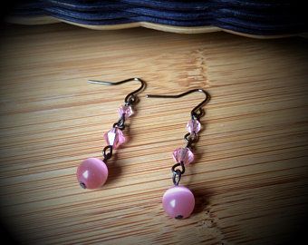 Pink Cats Eye Earrings - Angela Brown